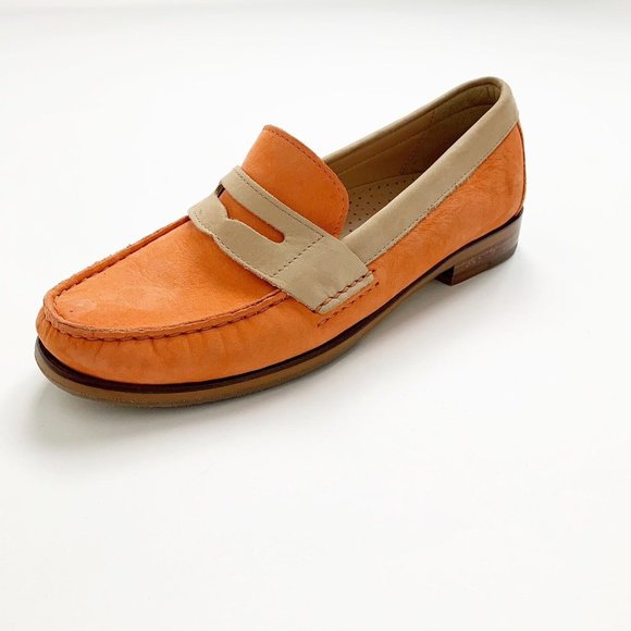 Cole Haan Orange Tan Penny Loafers Size 